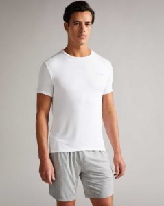 Ted Baker Peacok Solid Modal T-Shirt White | 3524619-WA