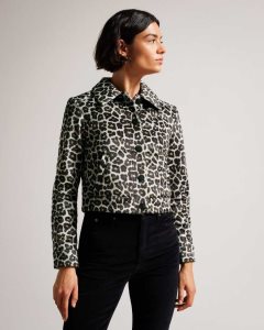 Ted Baker Pelham Cropped Leopard Print Jacket Black | 7918326-TI