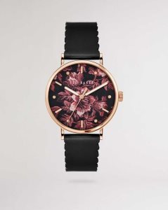 Ted Baker Phyliis Glitched Floral Printed Dial Watch Black | 0814253-IG