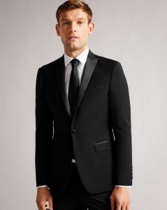 Ted Baker Pinejs Slim Fit Tuxedo Suit Jacket Black | 3071584-HG