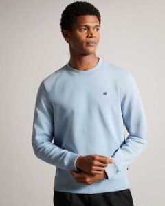 Ted Baker Pitney Regular Fit Embroidered MonogramJumper Pale Blue | 5347210-VA