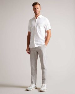 Ted Baker Portmay Slim Fit Dogtooth Trousers Grey | 1537492-ZN