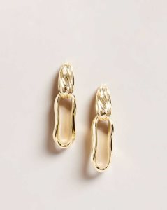 Ted Baker Rendali Ripple Chain?Drop Earrings Gold Colour | 8137405-EF