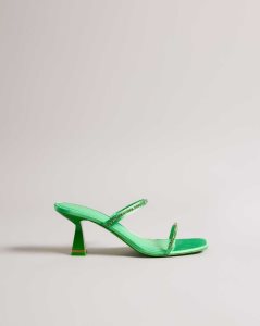 Ted Baker Rinita Diamante Satin Kitten Heel Sandals Green | 6102593-MD