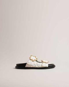 Ted Baker Rinnely Quilted Magnolia Buckle Sandals White | 9074531-IG