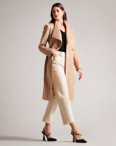 Ted Baker Rosina Midi Length Wrap Trench Coat Brown-Tan | 5028614-JN