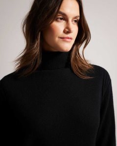 Ted Baker Ruthell Organic Cashmere Roll Neck Jumper Black | 1375482-YB