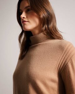 Ted Baker Ruthell Organic Cashmere Roll Neck Jumper Camel | 3258904-TV