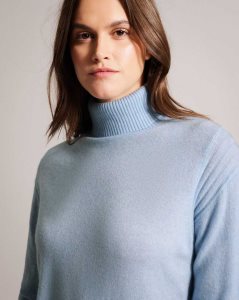 Ted Baker Ruthell Organic Cashmere Roll Neck Jumper Light Blue | 5916804-JU