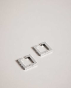 Ted Baker Saadiey Large Square Hinge Earrings Silver Colour | 5869103-CS