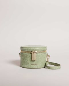 Ted Baker Salmaa Croc Faux Leather Drum Bag Pale Green | 3056197-AT