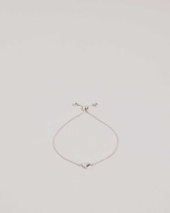 Ted Baker Sarsah Sparkle Heart Drawstring Bracelet Silver Colour | 1345082-KQ