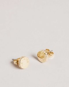 Ted Baker Seesay Sparkle Logo Stud Earrings Gold Colour | 1983654-ZR