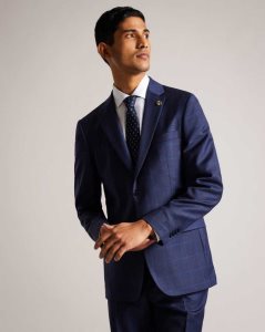 Ted Baker Sennejr Wool Check Suit Jacket Blue | 3517928-AT