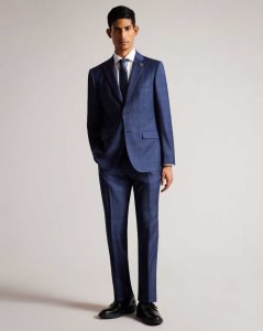 Ted Baker Sennetr Check Suit Trousers Blue | 1458972-DL