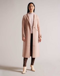 Ted Baker Serinn Wool Blend Longline Coat Dusky Pink | 2475839-DT