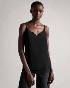 Ted Baker Siina Scallop Neckline Cami Top Black | 3426175-XF