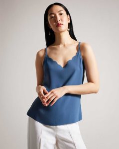 Ted Baker Siina Scallop Neckline Cami Top Medium Blue | 3628079-VD