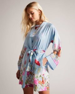 Ted Baker Sofhay Floral Satin Robe Blue | 7310295-LR