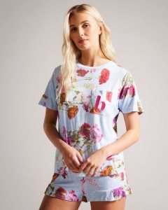 Ted Baker Sophe Floral T-Shirt And Shorts Pyjama Set Blue | 6420573-JB