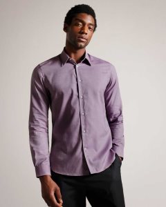 Ted Baker Sorelss Long Sleeve Textured Spot Shirt Pale Purplele | 7349168-UP