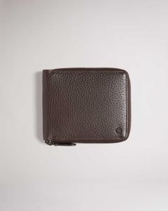 Ted Baker Stephen Zip Around Leather Bifold Wallet Brown-Chocolate | 3741629-GX