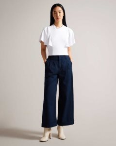 Ted Baker Steviey Wide Leg Tailored Trousers Dark Navy | 7612380-XC