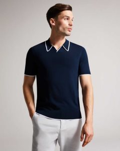 Ted Baker Stortfo Short Sleeve Rayon Polo Shirt Navy | 0953671-XY