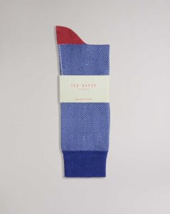 Ted Baker Tedtext Semi Plain Socks Blue | 1495820-VO