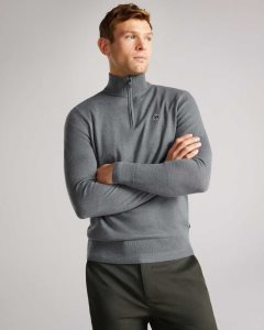 Ted Baker Tooting Merino Wool Half Zip Top Charcoal | 4982713-FZ