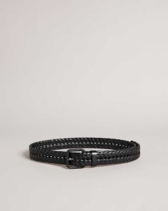 Ted Baker Triplet Woven Leather Belt Black | 1659032-ZO