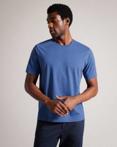 Ted Baker Tywinn Short Sleeve Regular Fit Plain T-shirt Blue | 4290183-DN