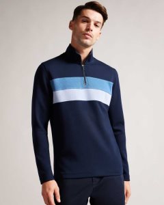 Ted Baker Veller Long Sleeve Slim Fit Half Zip Jumper Navy | 4029317-FX