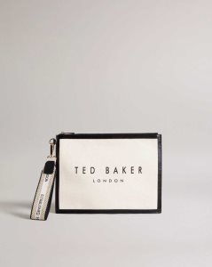 Ted Baker Vivtora Branded Webbing Canvas Pouch Ecru | 1278036-PJ