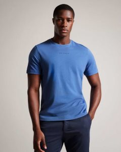 Ted Baker Wilkin Short Sleeve Branded T-Shirt Dark Blue | 1834567-WJ