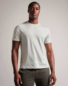 Ted Baker Wilkin Short Sleeve Branded T-Shirt Grey-Marl | 2501493-LX