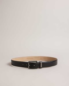 Ted Baker Wizerd Leather Belt With Branded Keeper Black | 6091287-OV