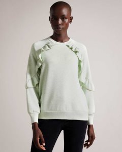 Ted Baker Yazme Frilled Sweatshirt With Chain Trim Light Green | 4127935-CY