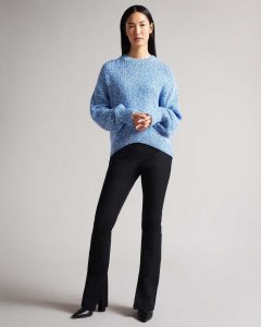 Ted Baker Zzurii Twisted Yarn Curved Hem Sweater Bright Blue | 2379841-UD